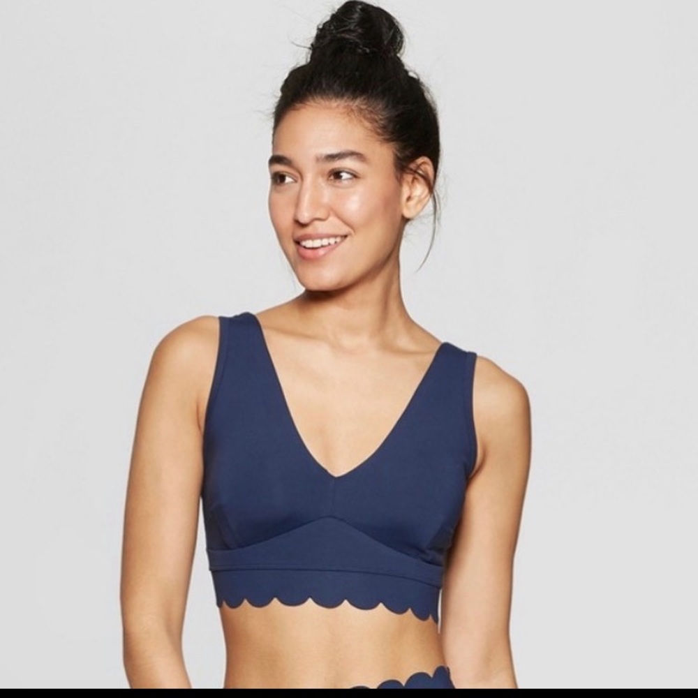 Target navy blue scallop sports bra